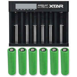 Xtar Queen ANT MC6 Li-ion batteriladdare + 6 st. Sony US18650VTC5 2600mAh Li Ion-batterier